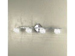 Aplique de pared Toplight Metropolitan de 4 luces con casquillo G9, estructura cromada y cristal trabajado, diseño moderno 80x10x18cm Plateado Clearance