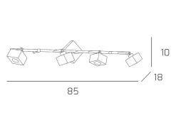 Aplique de pared Toplight Metropolitan de 4 luces con casquillo G9, estructura cromada y cristal trabajado, diseño moderno 80x10x18cm Plateado Clearance
