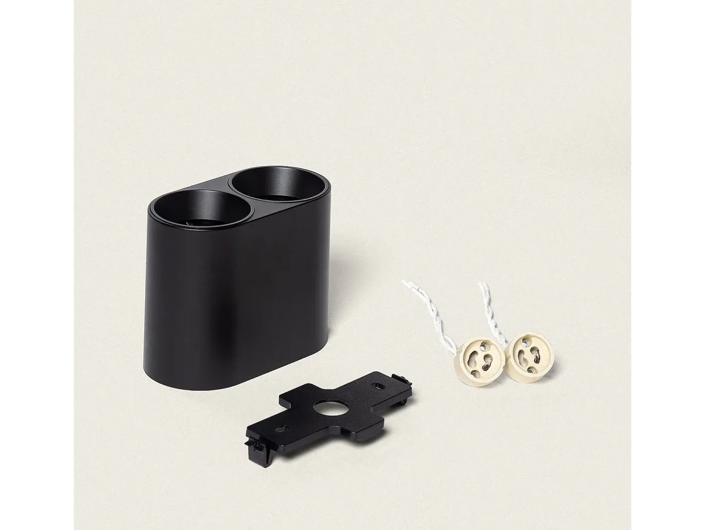Ledkia Plafón-Aplique de Techo Circular Doble Traxim Negro