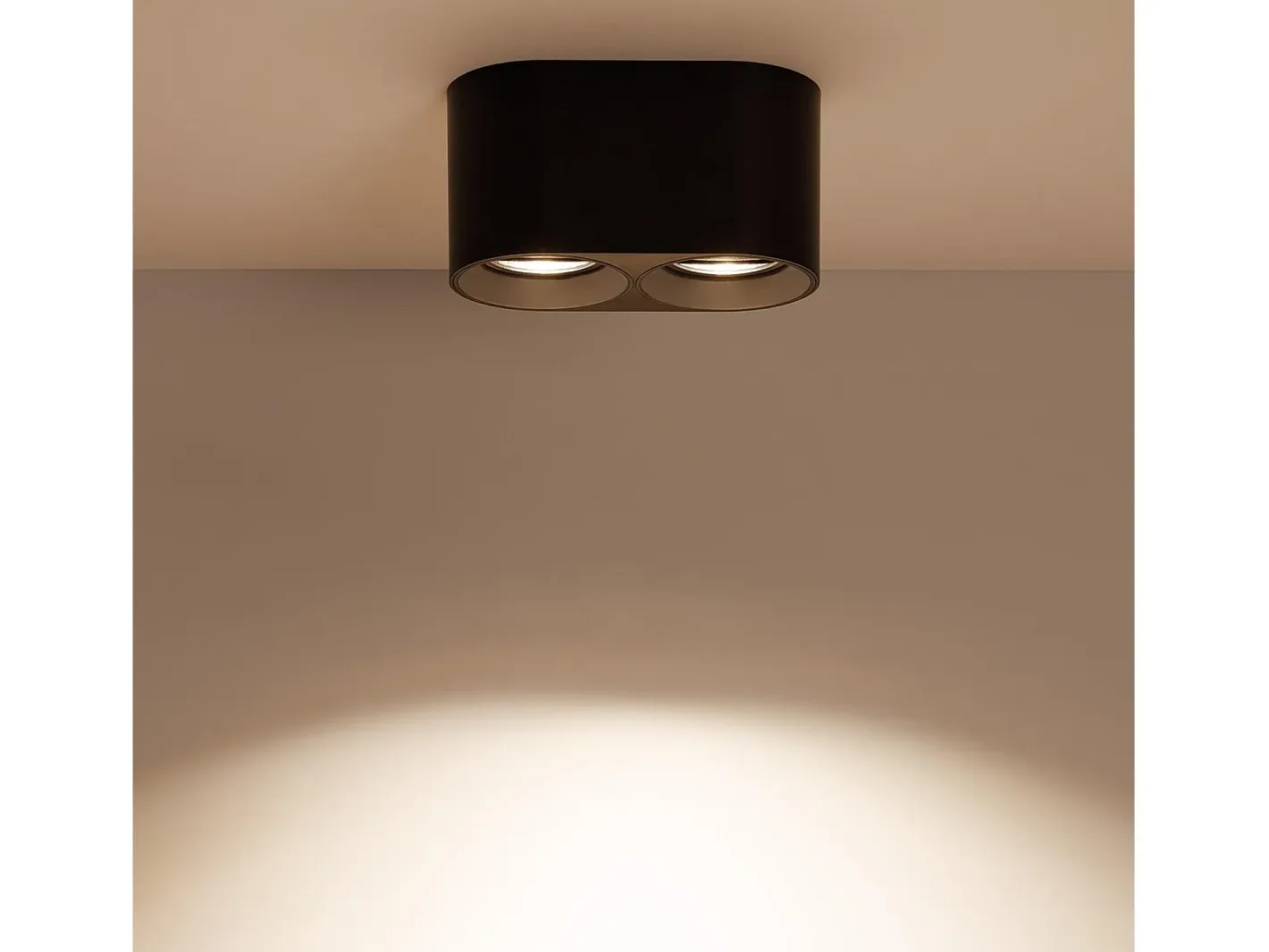 Ledkia Plafón-Aplique de Techo Doble con Bombilla GU10 Space 2700K Blanco Cálido Negro