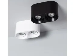 Ledkia Plafón-Aplique de Techo Doble con Bombilla GU10 Space 2700K Blanco Cálido Negro