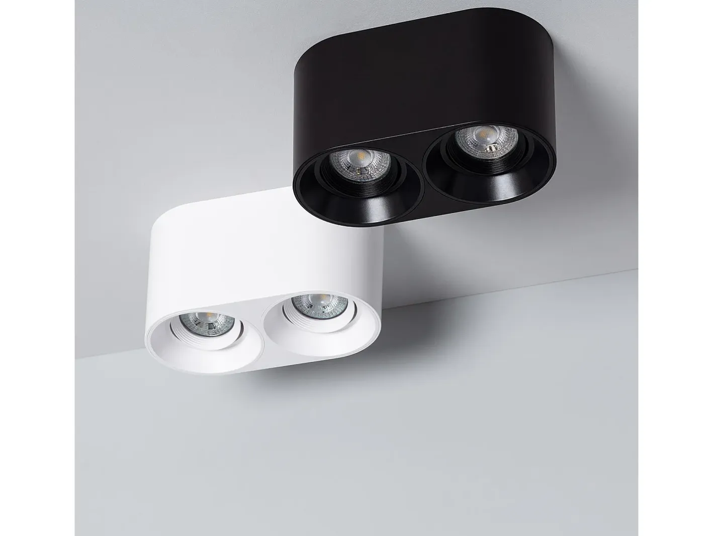 Ledkia Plafón-Aplique de Techo Doble con Bombilla GU10 Space 2700K Blanco Cálido Negro