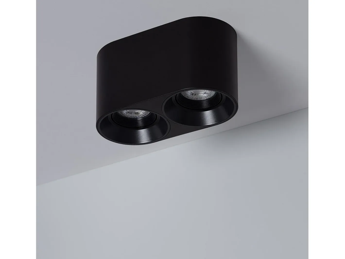 Ledkia Plafón-Aplique de Techo Doble con Bombilla GU10 Space 2700K Blanco Cálido Negro