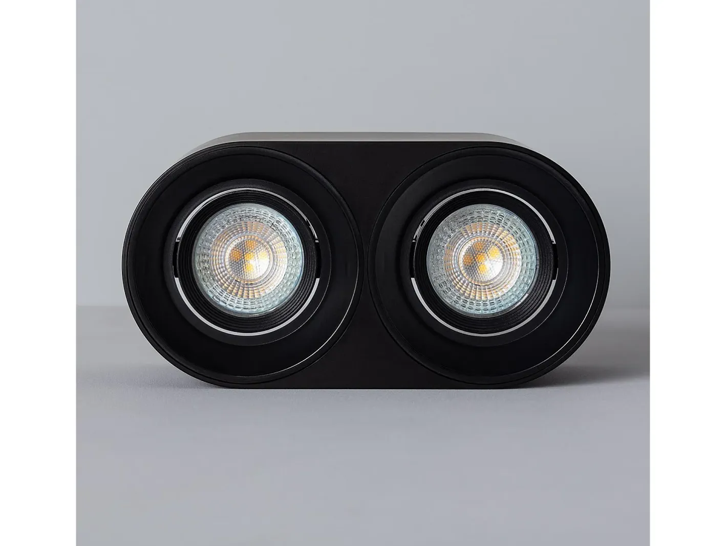 Ledkia Plafón-Aplique de Techo Doble con Bombilla GU10 Space 2700K Blanco Cálido Negro
