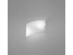 Aplique Para Pared-Aplique grande Michela 35x10cm brillo 2XE14, cristal curvado y base cromada, IP20, máx 2x28W, aplique elegante Blanco