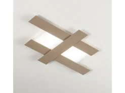 Aplique Para Pared-Aplique LED de diseño moderno 40W gris tórtola - Estructura geométrica de acero, luz cálida 3000K, 2620lm, ancho 84 cm, IP20 Marru00f3n chocolate