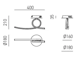 Aplique Para Pared-Aplique LED moderno Tosca de aluminio satinado 15W 840lm luz cálida 4000K, difusor opal, IP20, diseño curvo Blanco