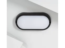 Ledkia Iluminación Exterior-Aplique LED 25W Oval IP65 Black 6500K Frío Blanco