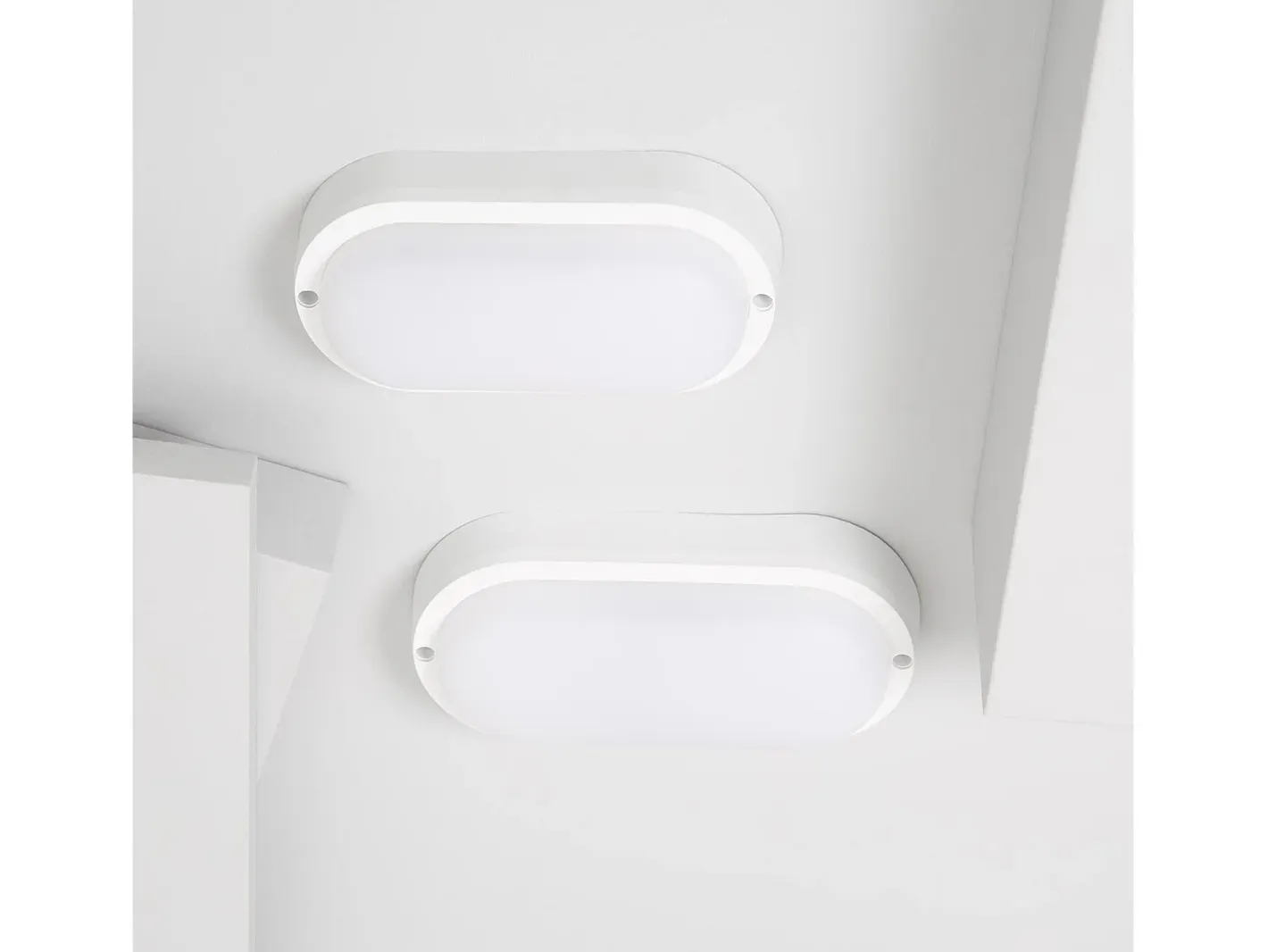 Ledkia Aplique LED 25W Oval IP65 White 3000K Cálido Blanco New
