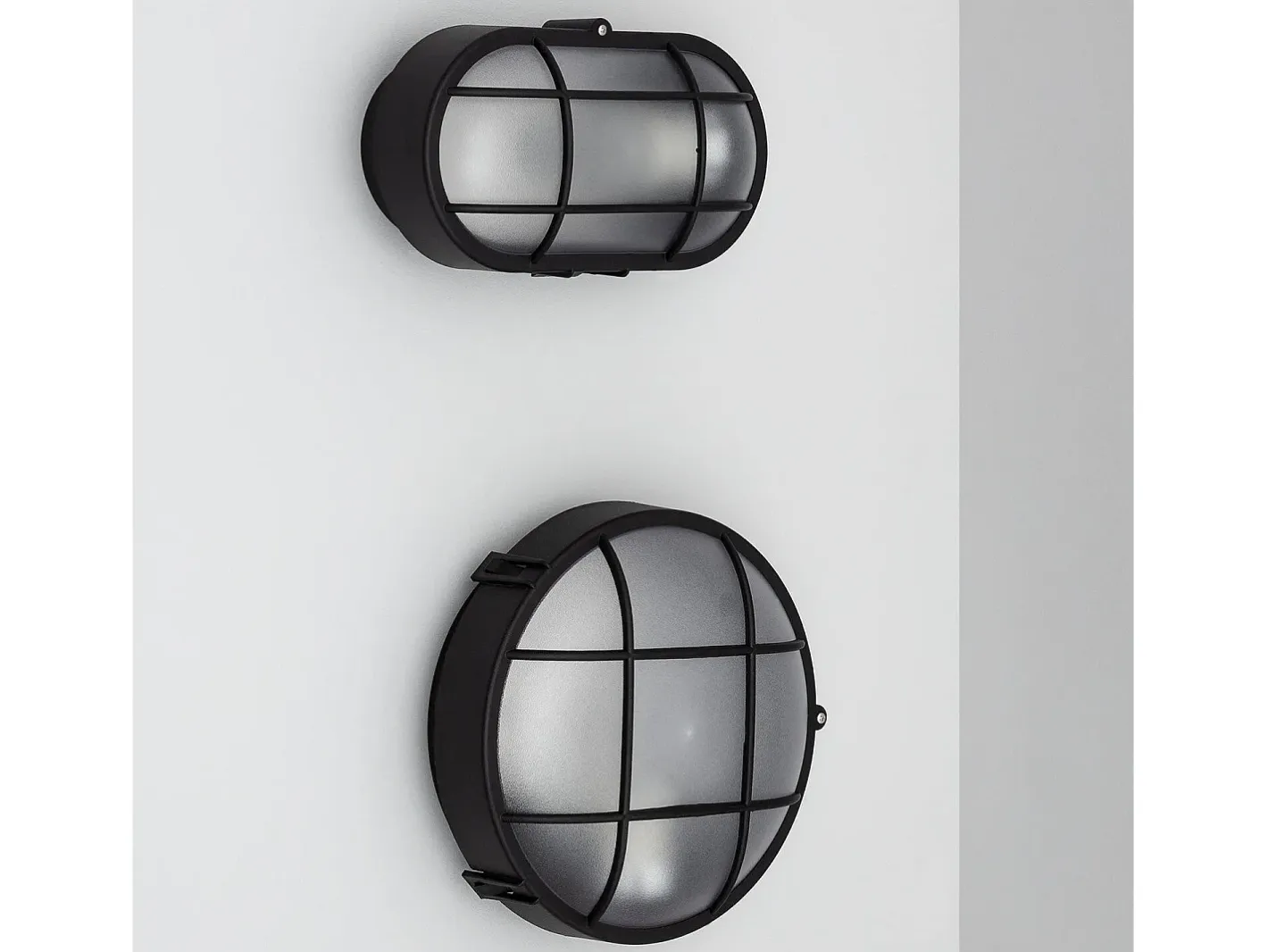 Ledkia Iluminación Exterior-Aplique Oval Rejilla Negro
