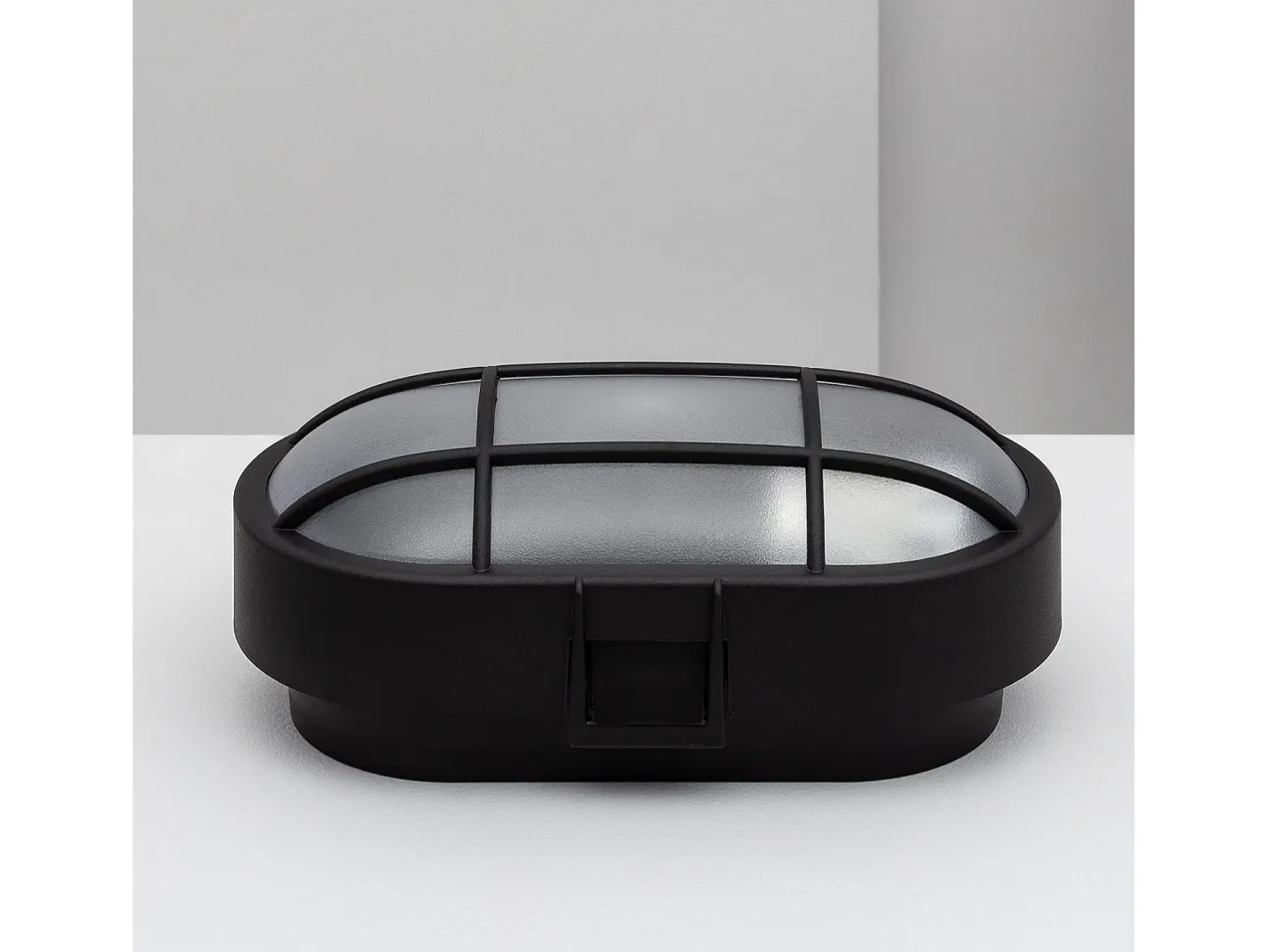 Ledkia Iluminación Exterior-Aplique Oval Rejilla Negro