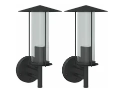 Apliques de exterior 2 unidades acero inoxidable ES218294 Negro New