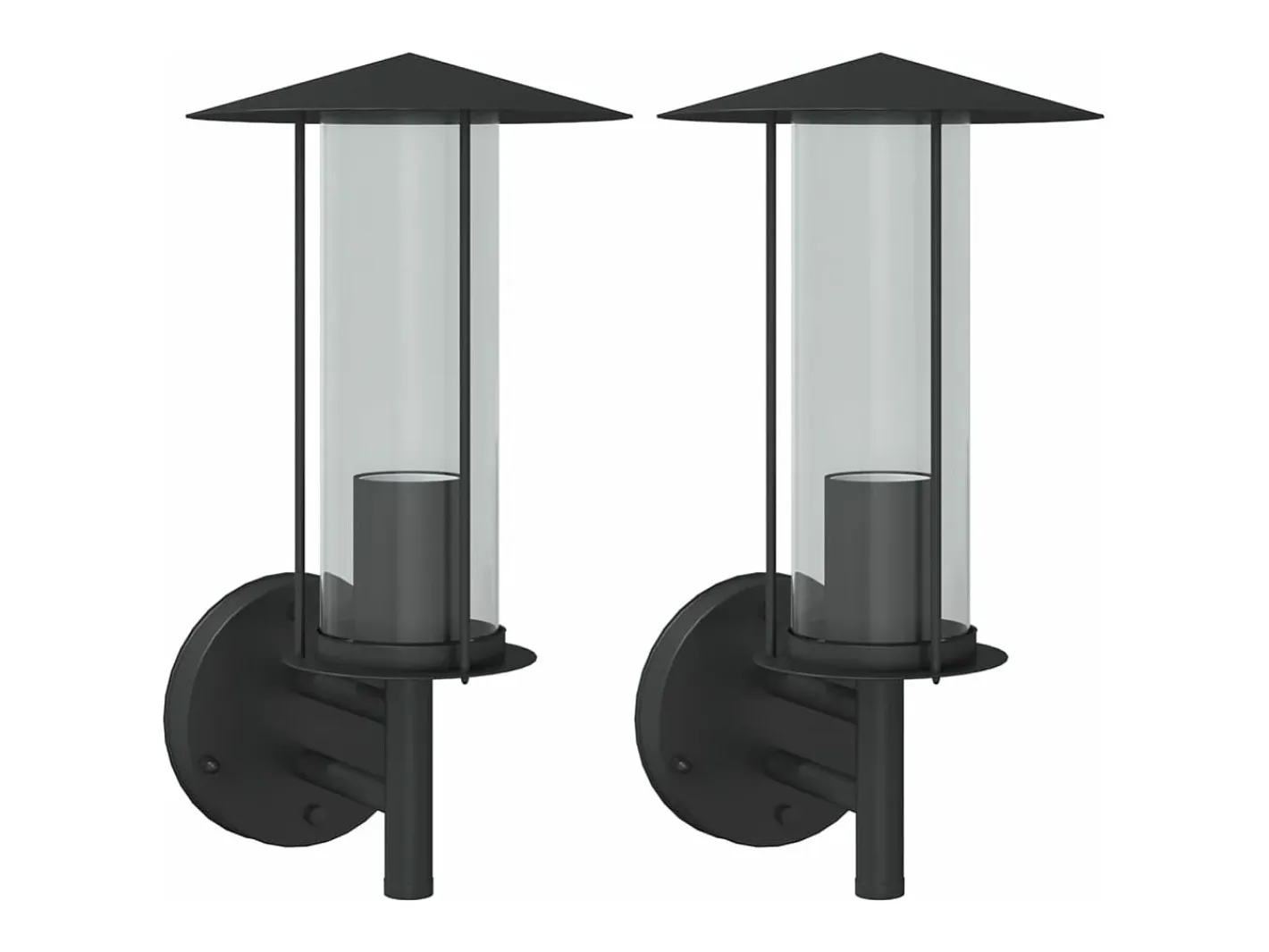Apliques de exterior 2 unidades acero inoxidable ES218294 Negro New
