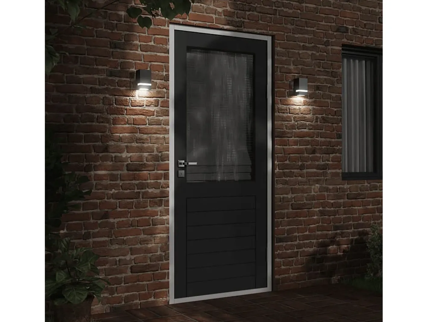 Aplique Para Pared-Apliques de exterior 2 unidades acero inoxidable ES506137 Negro