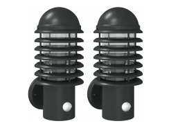 Aplique Para Pared-Apliques de exterior con sensor 2 uds acero inoxidable ES206723 Negro