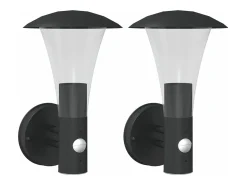 Aplique Para Pared-Apliques de exterior con sensor 2 uds acero inoxidable ES672376 Negro