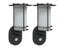 Aplique Para Pared-Apliques de exterior con sensor 2 uds acero inoxidable ES244276 Negro