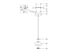 Lámpara Suspendida-Arabella - Lámpara colgante individual de Fabas Luce - LED de 8 W - Lámpara de techo de 14 cm de diámetro en color ámbar Naranja