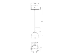 Lámpara Suspendida-Arabella - Lámpara colgante individual de Fabas Luce - LED de 8 W - Lámpara de techo de 14 cm de diámetro en color ámbar Naranja