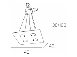 Area Sospensione 4 Luci Quadra Bianco Blanco Sale