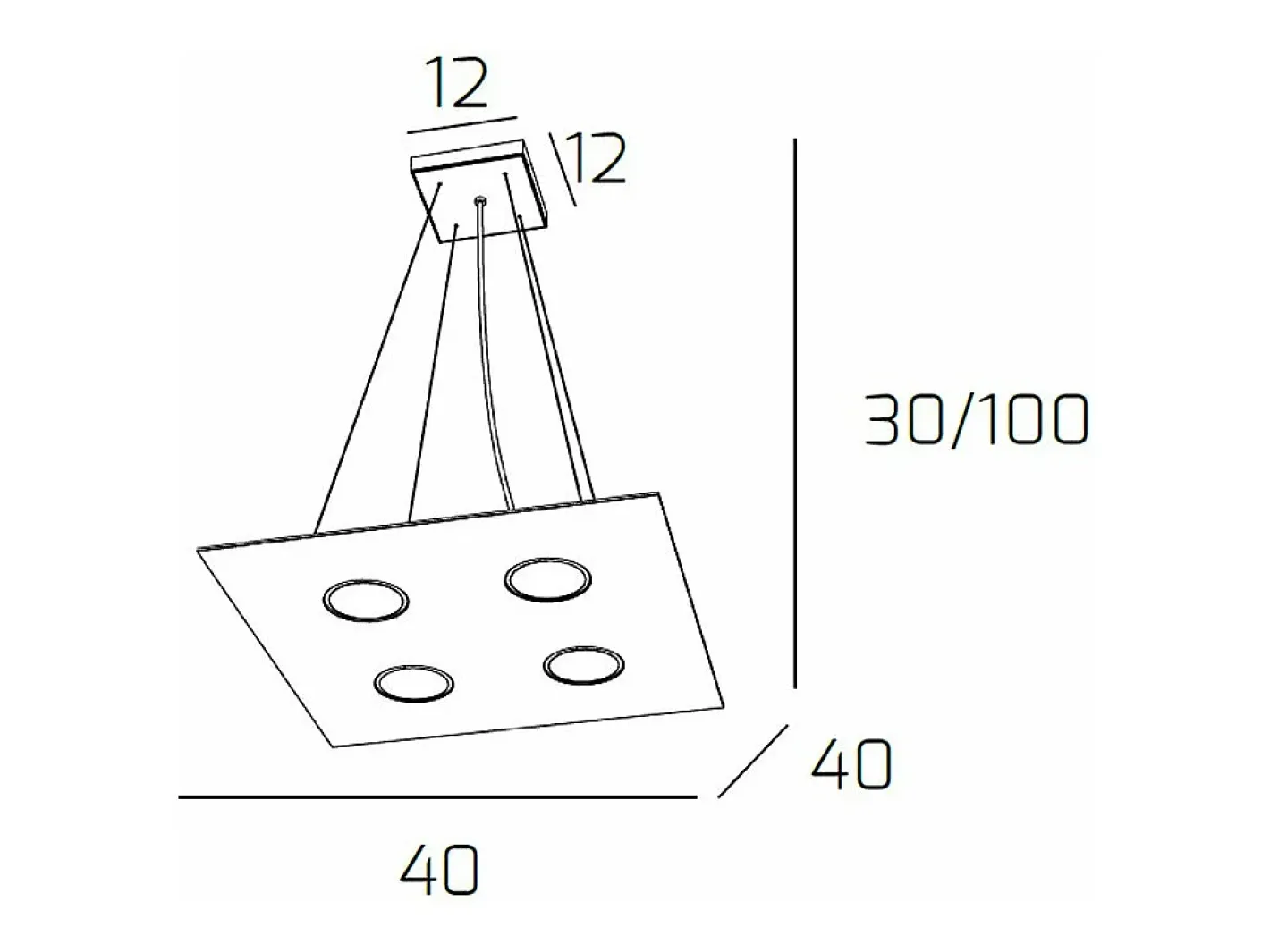 Area Sospensione 4 Luci Quadra Bianco Blanco Sale