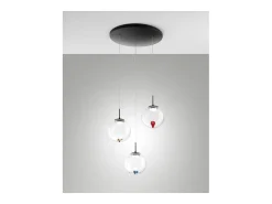 Online Ariel - Lámpara colgante circular de 3 luces con formas Fabas Luce - LED regulable de 21 W - Florón redondo de 35 cm de diámetro. Transparente
