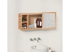 Espejo-Armario con espejo madera maciza nogal 80x17x34 cm ES209539 Marru00f3n