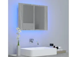 Armario con espejo y LED madera contrachapada 60x12x45 cm ES802267 Gris Online