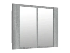 Armario con espejo y LED madera contrachapada 60x12x45 cm ES802267 Gris Online