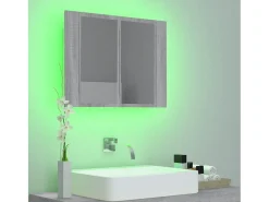 Armario con espejo y LED madera contrachapada 60x12x45 cm ES802267 Gris Online