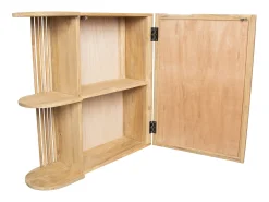 Sale OZAIA Armario de baño de pared de teca con espejo - Ancho 65 x Prof. 20 x Alt. 65 cm - CIMAHI Color natural claro
