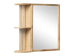 Sale OZAIA Armario de baño de pared de teca con espejo - Ancho 65 x Prof. 20 x Alt. 65 cm - CIMAHI Color natural claro