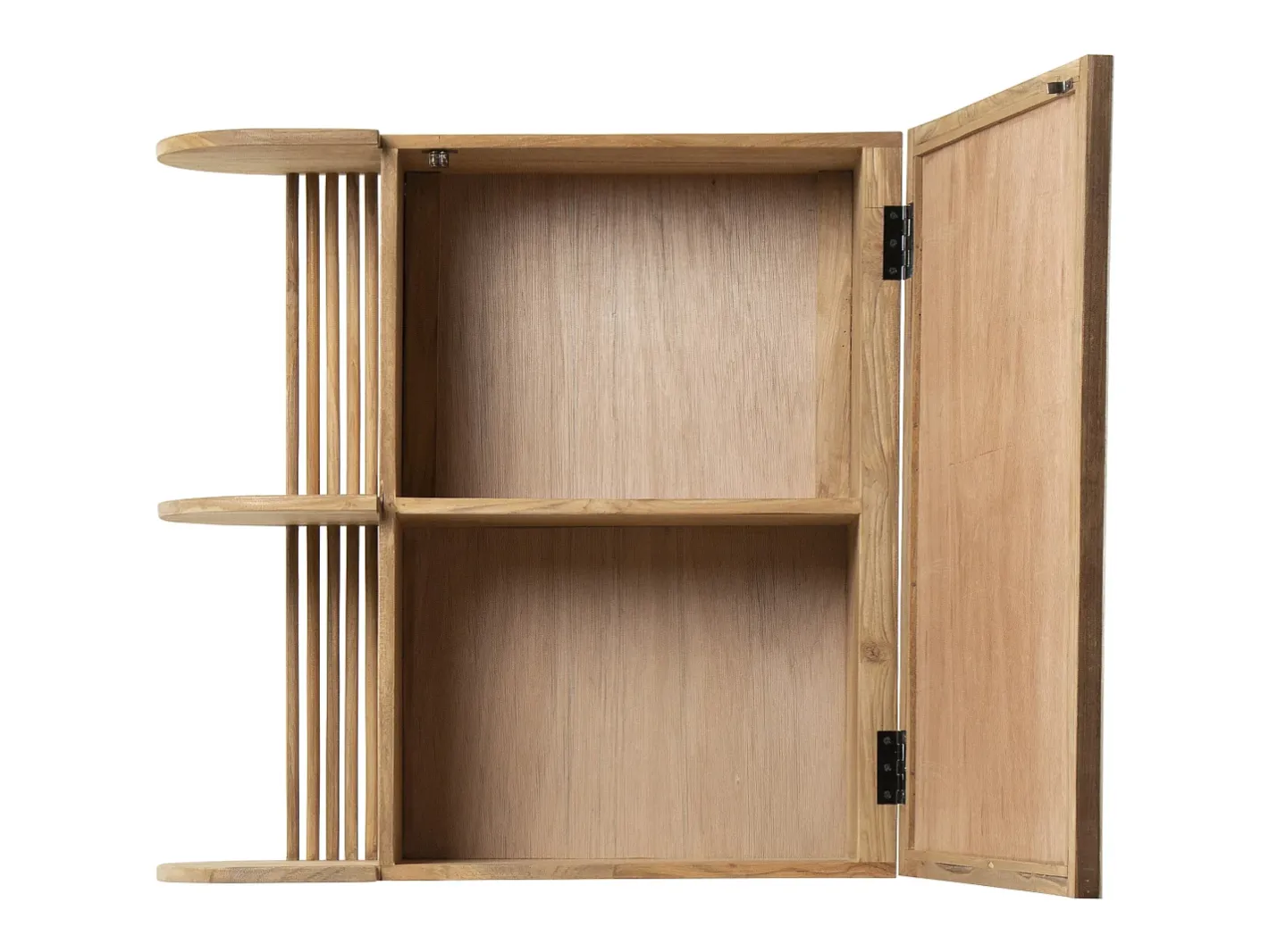Sale OZAIA Armario de baño de pared de teca con espejo - Ancho 65 x Prof. 20 x Alt. 65 cm - CIMAHI Color natural claro