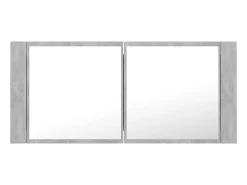 Hot Armario espejo baño luz LED acrílico hormigón 100x12x45 cm ES231147 Gris