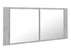 Hot Armario espejo baño luz LED acrílico hormigón 100x12x45 cm ES231147 Gris