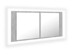 Hot Armario espejo baño luz LED acrílico hormigón 100x12x45 cm ES231147 Gris