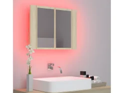 Espejo-Armario espejo de baño LED acrílico roble Sonoma 60x12x45 cm ES265074 Marru00f3n