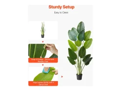 Best Ave del Paraíso Artificial SucceBuy, 1,8 m, Planta Artificial Tropical en Maceta, Falso Árbol Tropical, Planta Falsa Hojas Polietileno para Salón Verde