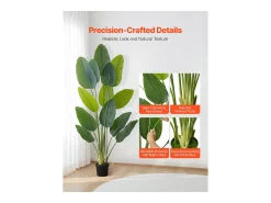 Best Ave del Paraíso Artificial SucceBuy, 1,8 m, Planta Artificial Tropical en Maceta, Falso Árbol Tropical, Planta Falsa Hojas Polietileno para Salón Verde