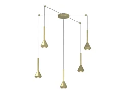 Lámpara Suspendida-Aygo Sospensione 5 Luci Spostabile Ottone Con Cavo Cm.250 Dorado