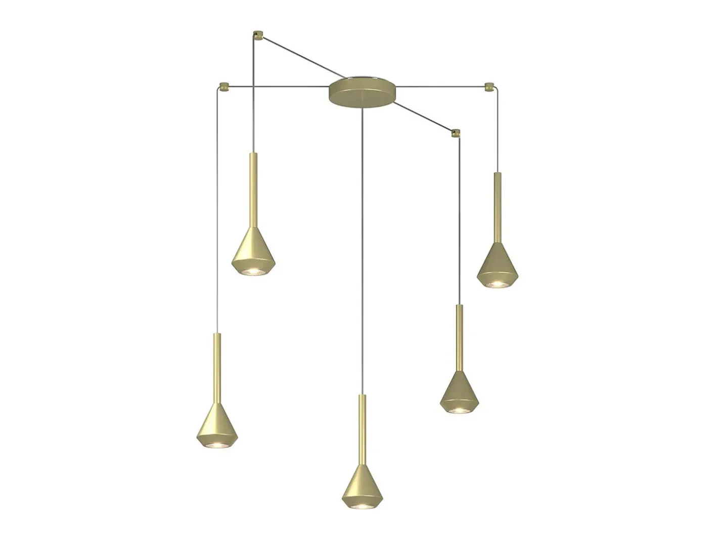 Lámpara Suspendida-Aygo Sospensione 5 Luci Spostabile Ottone Con Cavo Cm.250 Dorado
