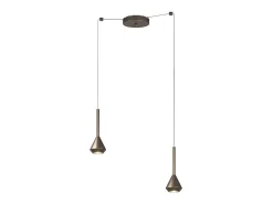 Lámpara Suspendida-Aygo Sospensione 2 Luci Spostabile Bronzo Con Cavo Cm.250 Bronce