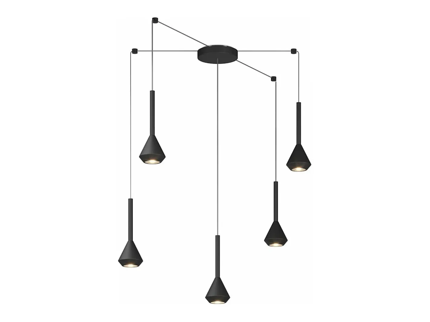 Online Aygo Sospensione 5 Luci Spostabile Nero Con Cavo Cm.250 Negro