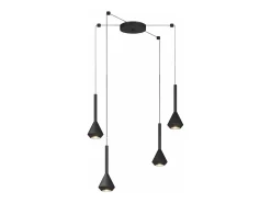 Lámpara Suspendida-Aygo Sospensione 4 Luci Spostabile Nero Con Cavo Cm.250 Negro