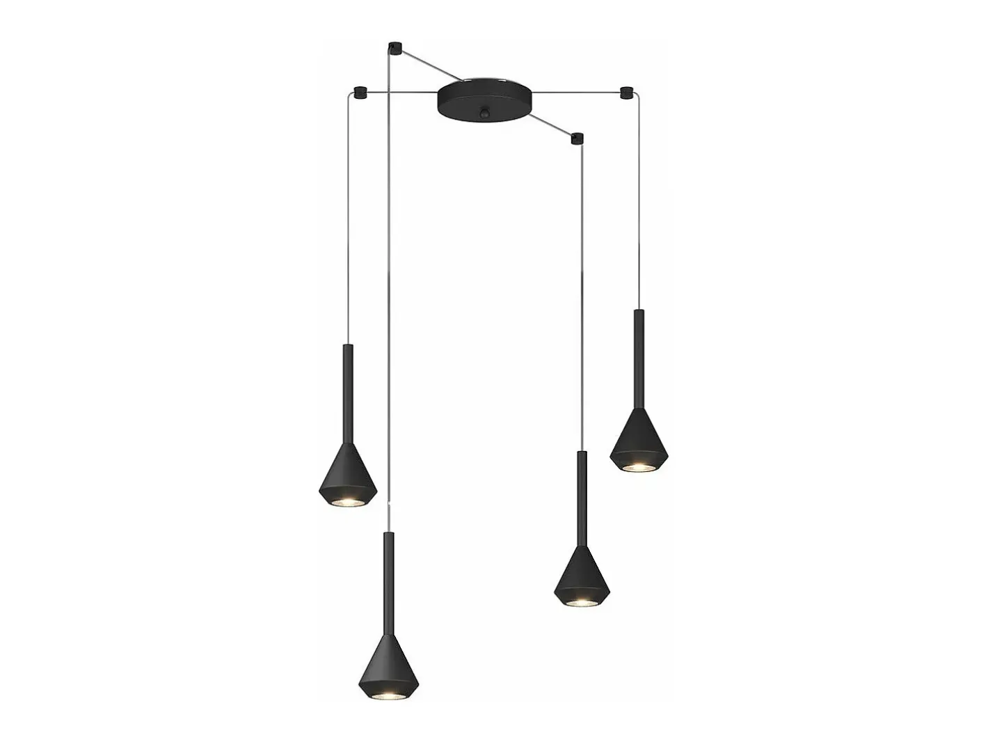 Lámpara Suspendida-Aygo Sospensione 4 Luci Spostabile Nero Con Cavo Cm.250 Negro