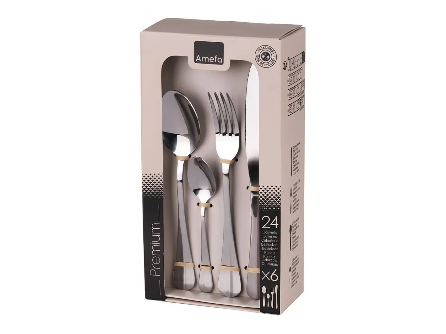 Amefa Cubierto-Baguette 2.5 - Cubertería 24 piezas Plateado