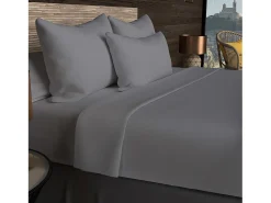Soleil d'ocre Ropa De Cama-Bajera ajustable de algodón 57 hilos 140x200 cm LISO Gris