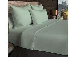 Soleil d'ocre Ropa De Cama-Bajera ajustable de algodón 57 hilos 180x200 cm LISO agua Verde