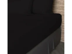 Soleil d'ocre Ropa De Cama-Bajera ajustable de algodón 57 hilos 140x200 cm LISO Negro