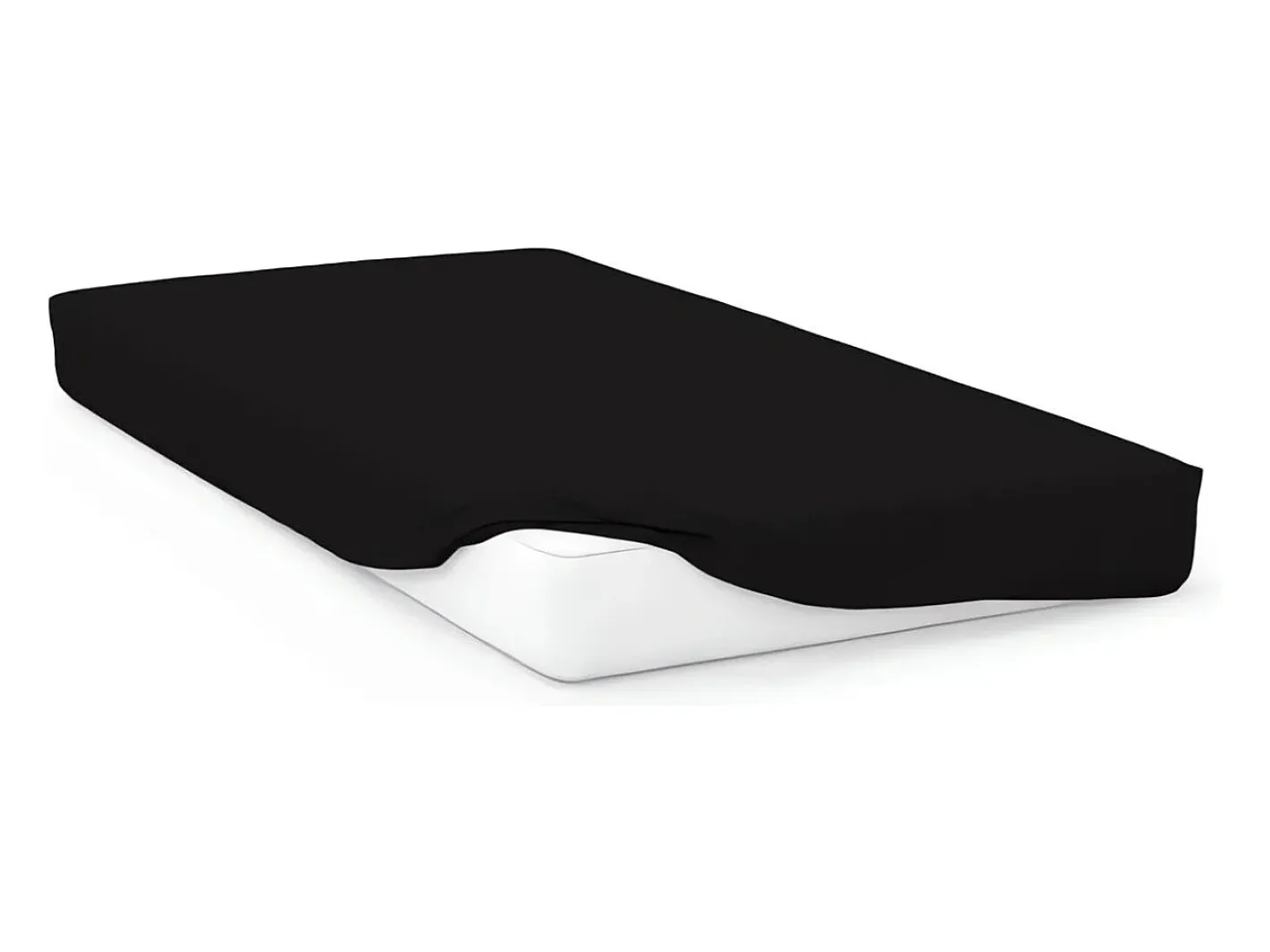 Soleil d'ocre Ropa De Cama-Bajera ajustable de algodón 57 hilos 140x200 cm LISO Negro